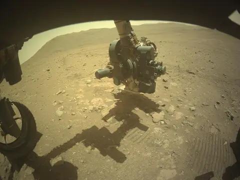 Raw image from Perseverance’s Front Hazard Avoidance Camera (Hazcam), sol 2,000